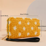 Plush Dot Pattern Clutch Wallet