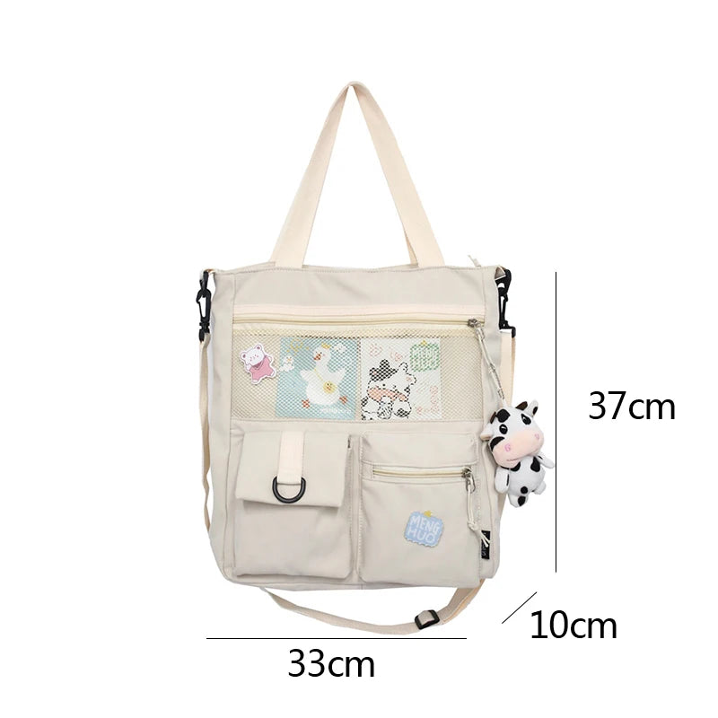 Large Capacity Shoulder Bag for Girls Waterproof Nylon Handbag