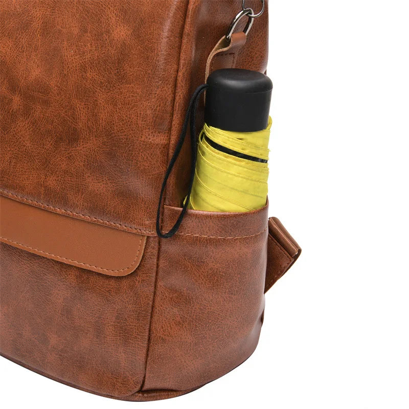 Leisure Soft Leather Women's Anti theft Backpack Large Capacity Travel Backpack