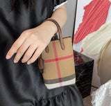 Casual Leather Phone Bag Women Small Shoulder Crossbody Plaid Messenger Bag