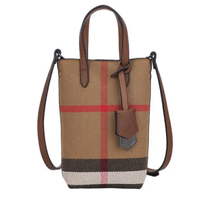 Casual Leather Phone Bag Women Small Shoulder Crossbody Plaid Messenger Bag