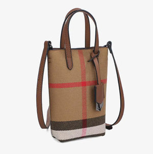 Casual Leather Phone Bag Women Small Shoulder Crossbody Plaid Messenger Bag