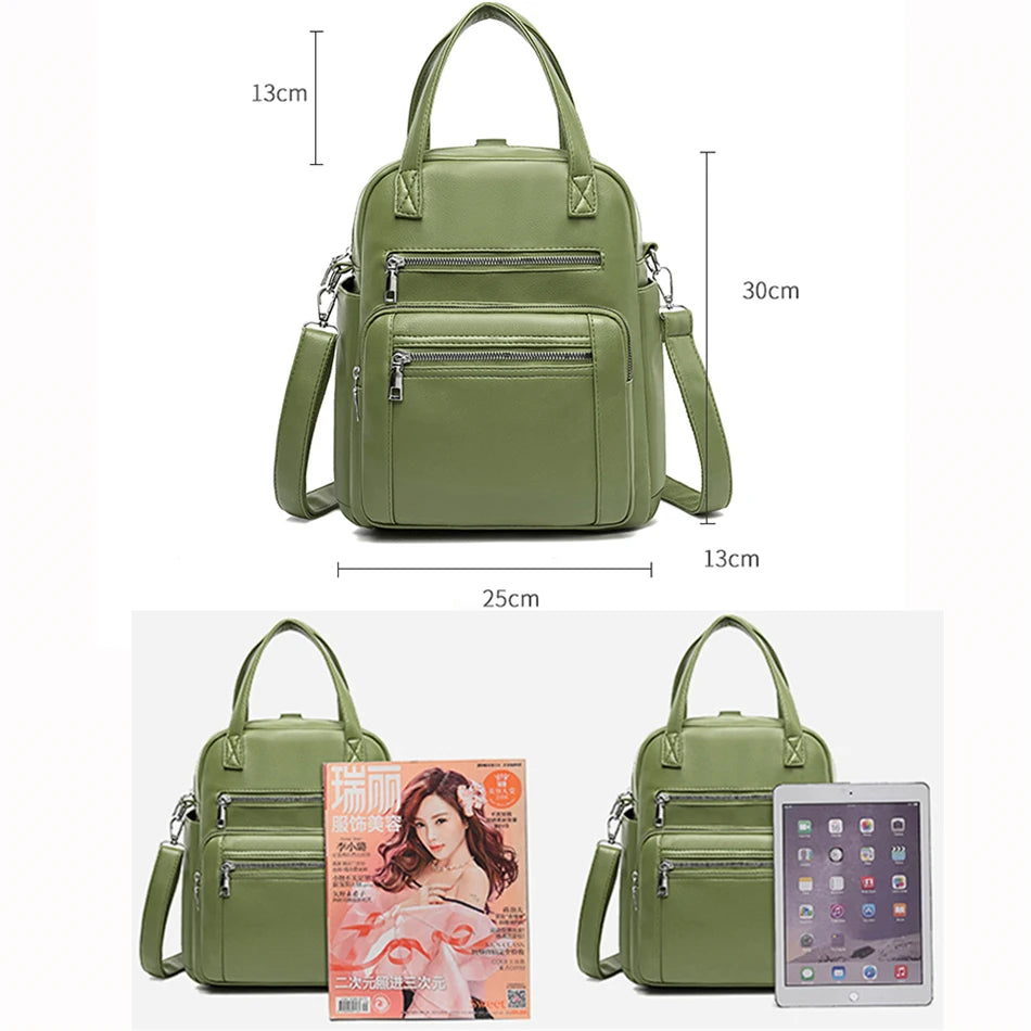 Soft Leather Backpack for Teenage Girls Shoulder Bags for Women