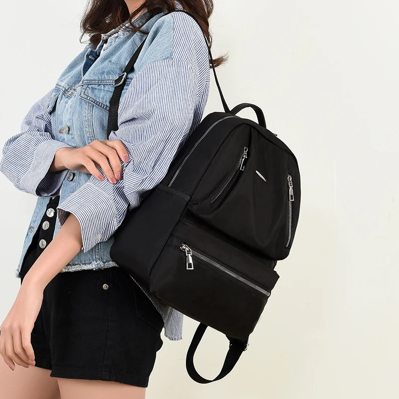 Youth Girl Backpack Multi-pocket Waterproof Nylon College Bag