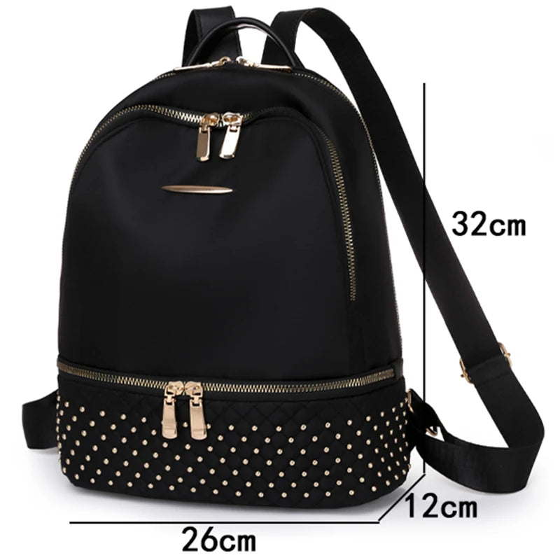 Retro Women Backpack Rivet Anti Theft Shoulder Bag