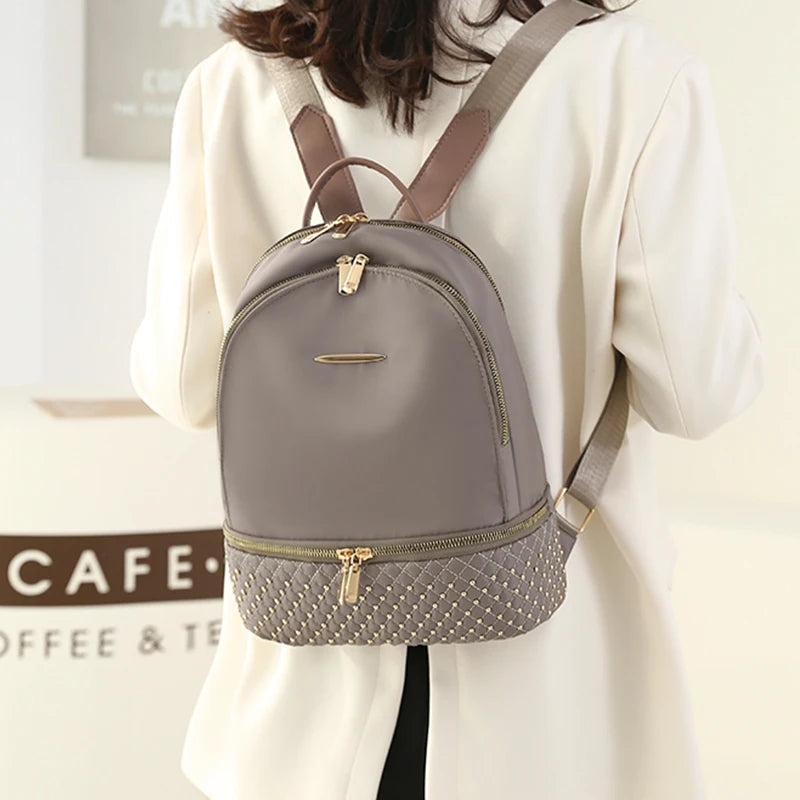 Retro Women Backpack Rivet Anti Theft Shoulder Bag
