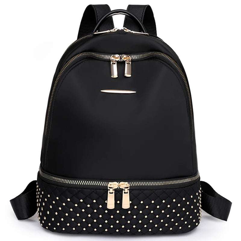 Retro Women Backpack Rivet Anti Theft Shoulder Bag