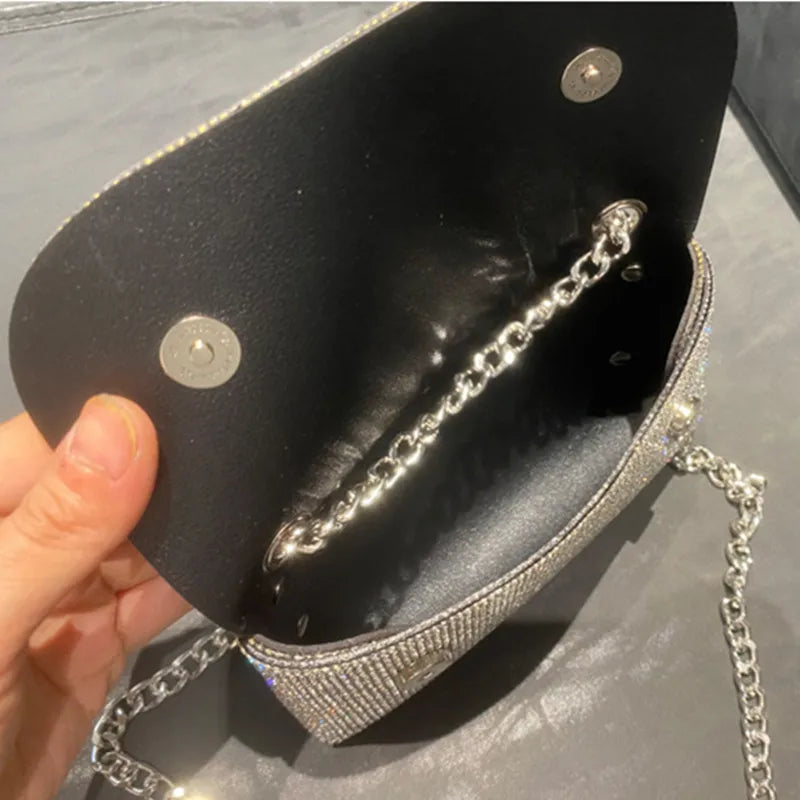 Rhine-drill Chain Small Square Bag Single Shoulder Oblique Cross Envelope Packag