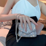 Rhine-drill Chain Small Square Bag Single Shoulder Oblique Cross Envelope Packag