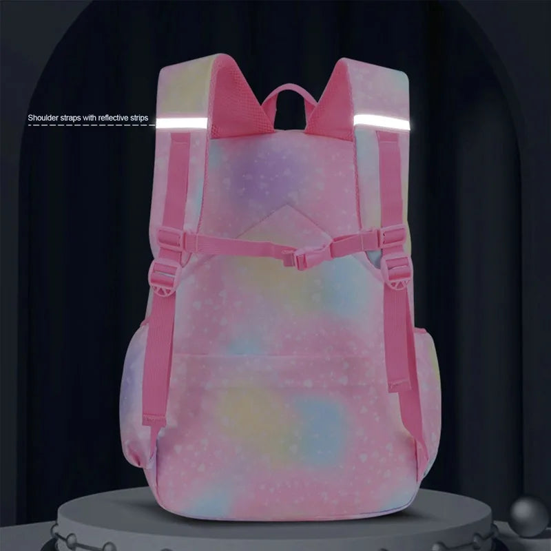 Colorful School Backpack for Girls Waterproof Grade 3 Years