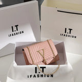 Rhombus Chain Ladies Bag Small Messenger Bag V Letter Tassel Crossbody