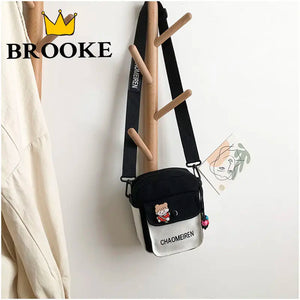Cartoon Bear Mini Canvas Crossbody Bag for Girl