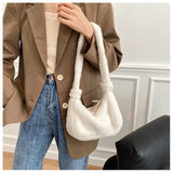 Soft Plush Women Shoulder Bag Faux Fur Small Underarm Clutch