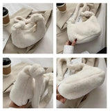 Soft Plush Women Shoulder Bag Faux Fur Small Underarm Clutch