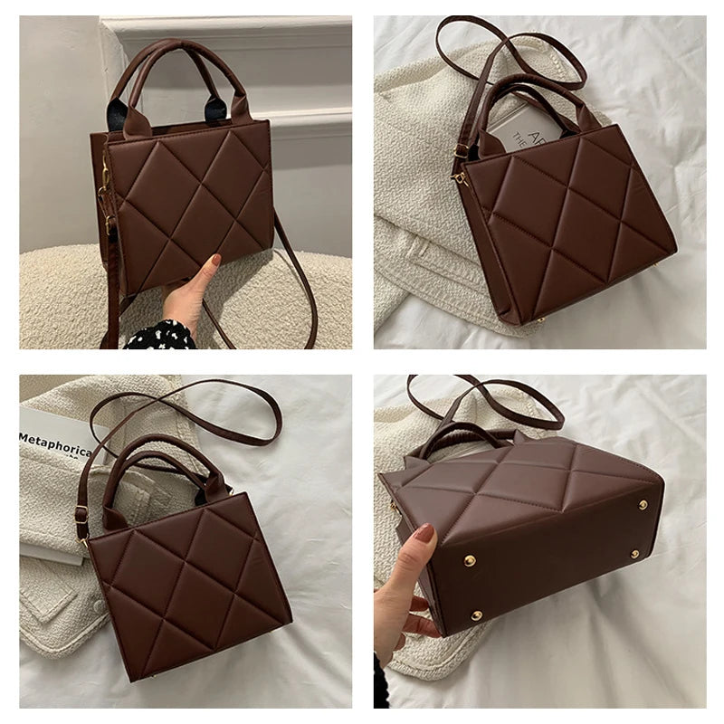 Spring Women Shoulder Bag Plaid Pu Leather Crossbody Bags Ladies Handbags