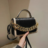 Women's Crossbody Bag with Chain Decoration - High Style and Luxe Design