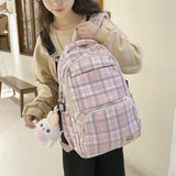 Summer Plaid Woman Backpack Schoolbag For Girls