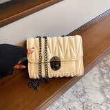 Women's Chain Bag High Quality Pleated Single Shoulder Messenger Bag