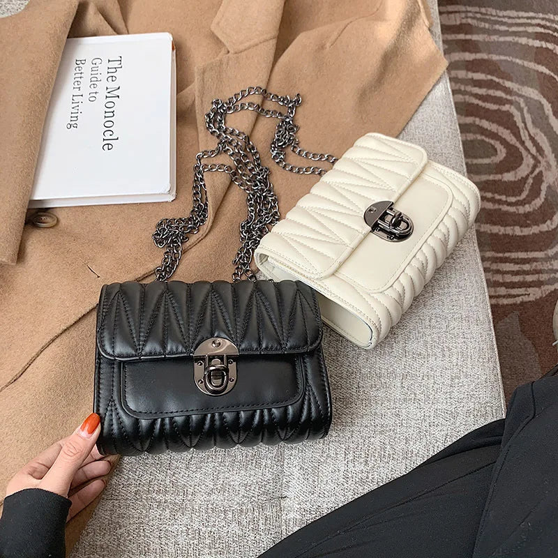 Women's Chain Bag High Quality Pleated Single Shoulder Messenger Bag