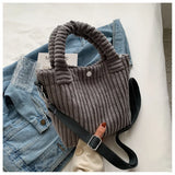 Women's Corduroy Bucket Shoulder Bag