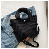 Women's Corduroy Bucket Shoulder Bag