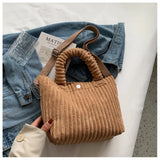 Women's Corduroy Bucket Shoulder Bag