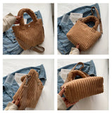 Women's Corduroy Bucket Shoulder Bag