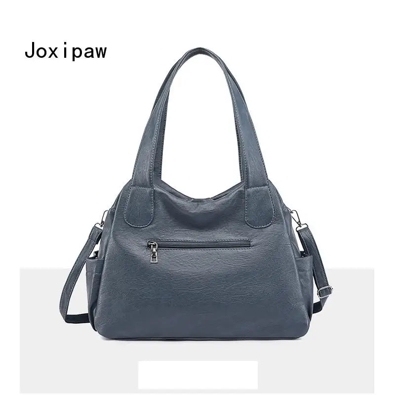 Vintage PU Leather Shoulder Bag Large Capacity Handbag Female Casual Crossbody