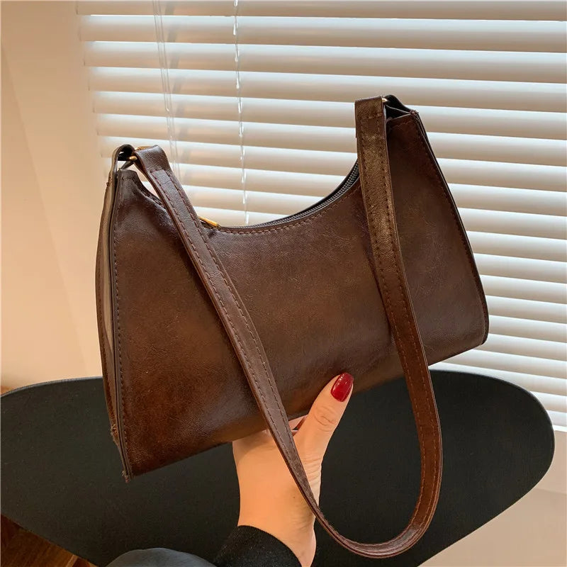 Vintage Shoulder Underarm Bag PU Leather Female Daily Bag