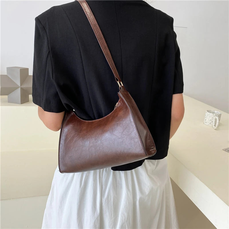Vintage Shoulder Underarm Bag PU Leather Female Daily Bag