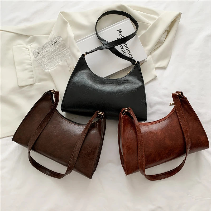 Vintage Shoulder Underarm Bag PU Leather Female Daily Bag