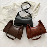 Vintage Shoulder Underarm Bag PU Leather Female Daily Bag