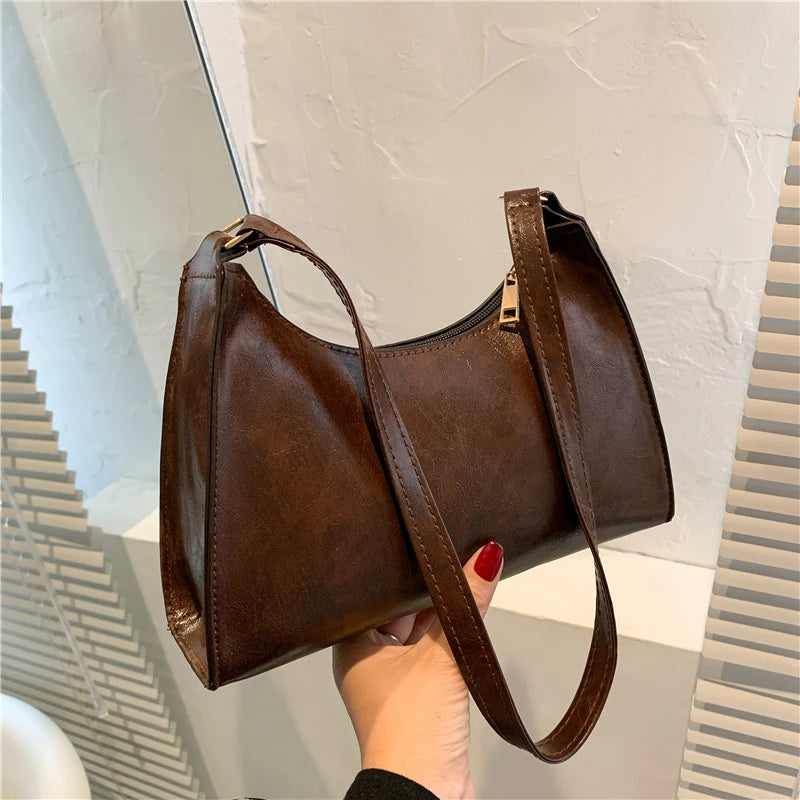 Vintage Shoulder Underarm Bag PU Leather Female Daily Bag