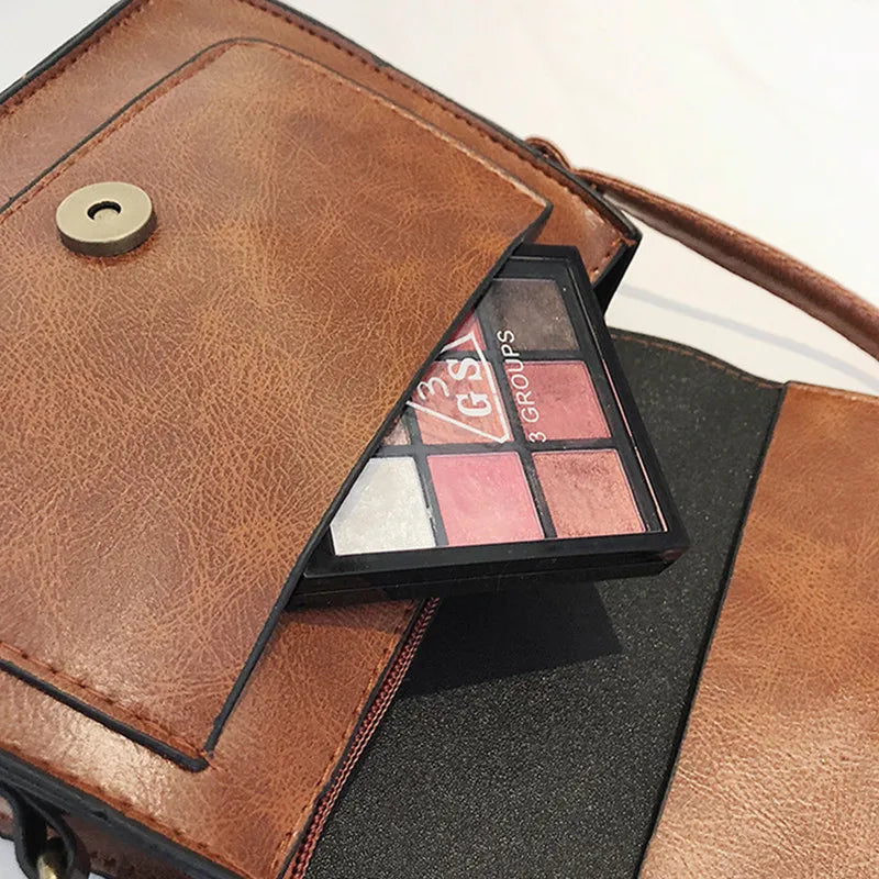 Vintage Leather Shoulder Bag Women Crossbody Messenger Clutch Purse