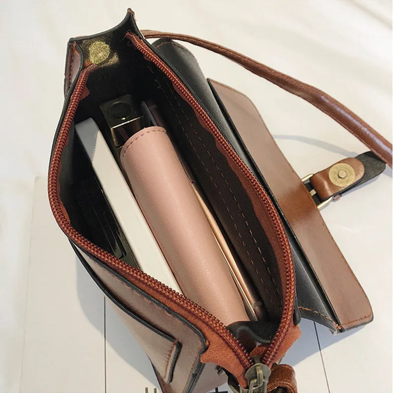 Vintage Leather Shoulder Bag Women Crossbody Messenger Clutch Purse