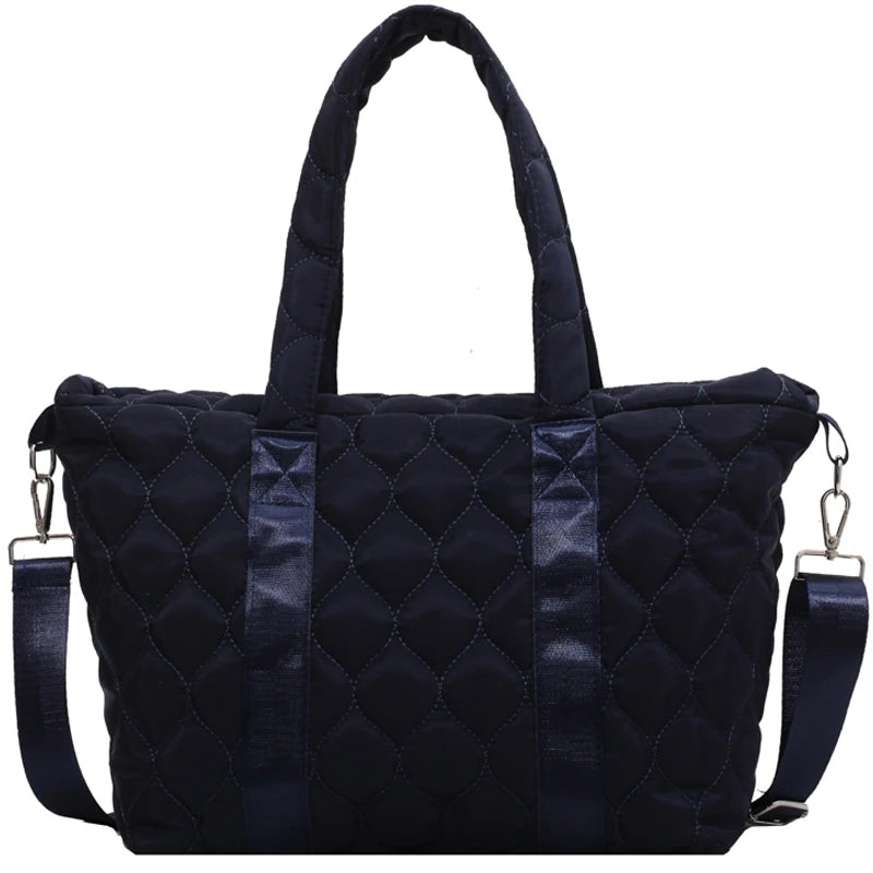 Winter Space Bale Handbag Woman Casual Cotton Totes Bag Down Feather Padded Lady