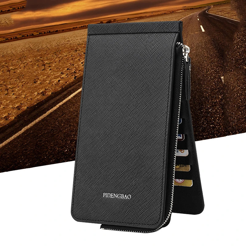 26 Slot Bifold Men Wallet Multifunctional Long Wallets Zipper Student Wallet