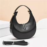 Women Half Moon Underarm Bag Mini Handbag Sweet Solid Bag