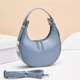 Women Half Moon Underarm Bag Mini Handbag Sweet Solid Bag
