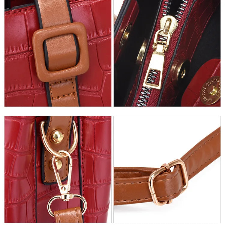 Women 2-Piece Set Small Handbag Shoulder Bag Solid Messenger Bag