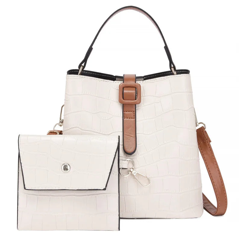 Women 2-Piece Set Small Handbag Shoulder Bag Solid Messenger Bag