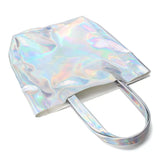 Women Laser Hologram Shoulder Bag Large Capacity Tote Silver