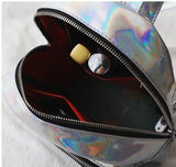 Women Hologram Backpack Laser Daypacks Female Silver Pu Leather Holographic Bags