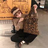 Leopard Corduroy One Shoulder Canvas Bag