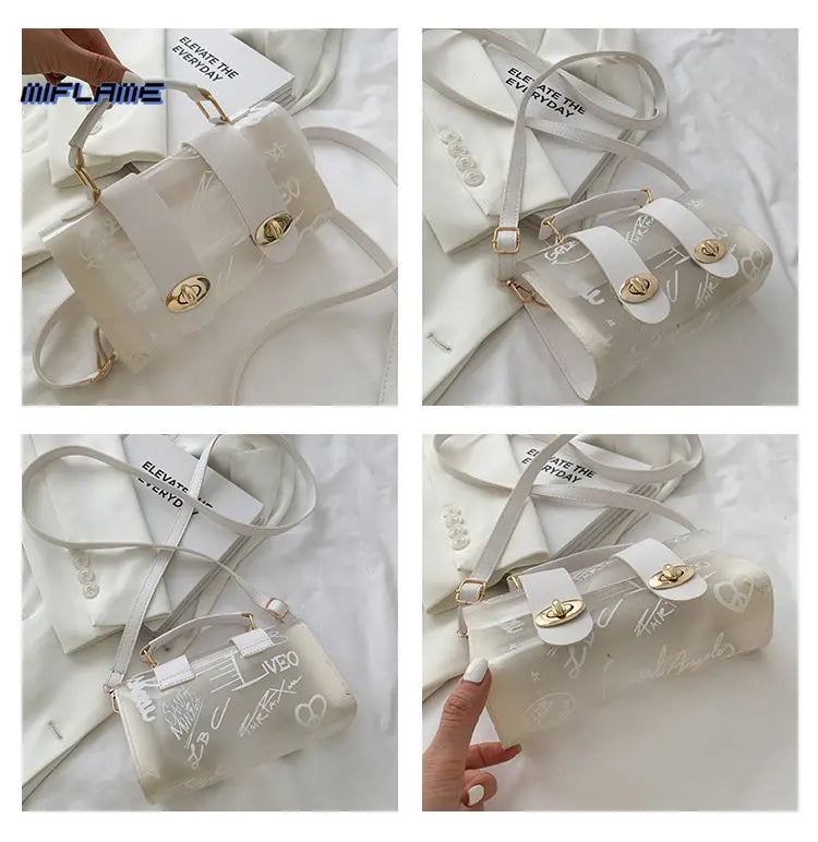 PVC Transparent Graffiti Messenger Shoulder Bag