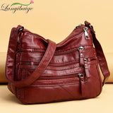 Leather Shoulder Crossbody Bags for Women Multiple Pockets Tote Bag