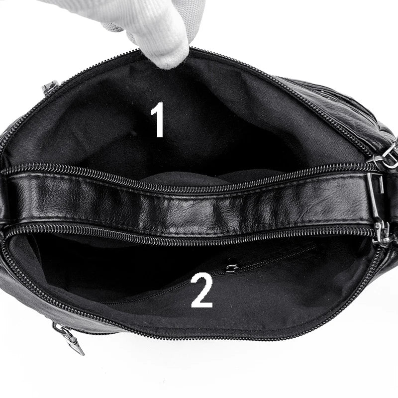 Leather Shoulder Crossbody Bags for Women Multiple Pockets Tote Bag