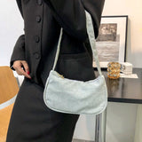 Corduroy Solid Shoulder Underarm Bag for Women