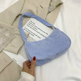 Corduroy Solid Shoulder Underarm Bag for Women