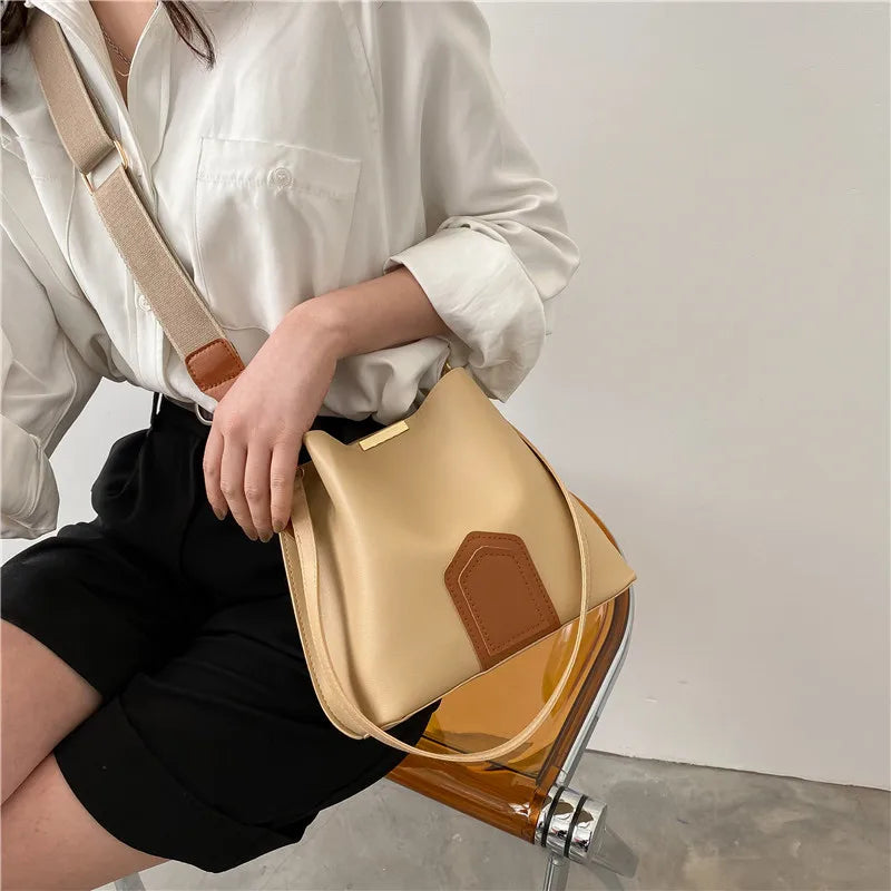 Retro Women's Bag with Wide Shoulder Strap